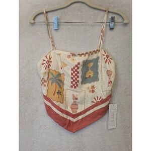 Sienna Sky Small Rayon Linen Tropical Handkerchief Camisole Top